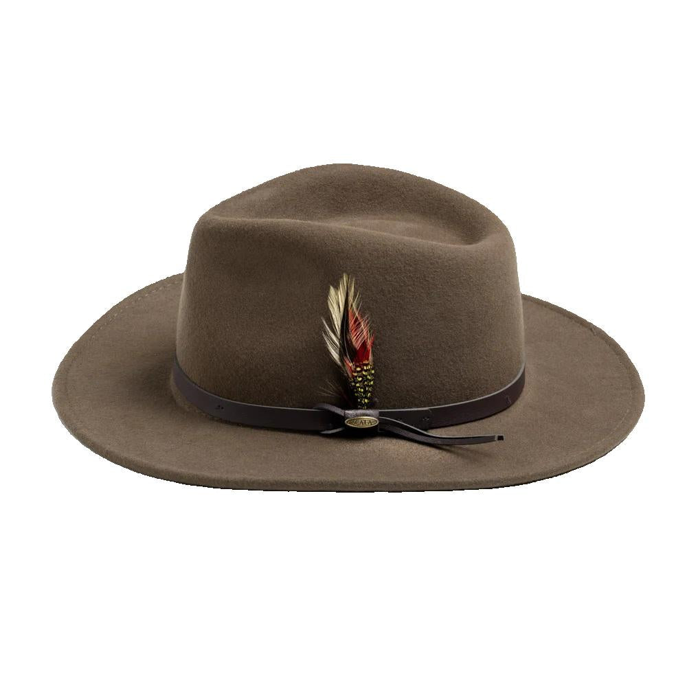 Scala Dakota Crushable Water Repellent Wool Felt Outback Hat with 3" Brim
