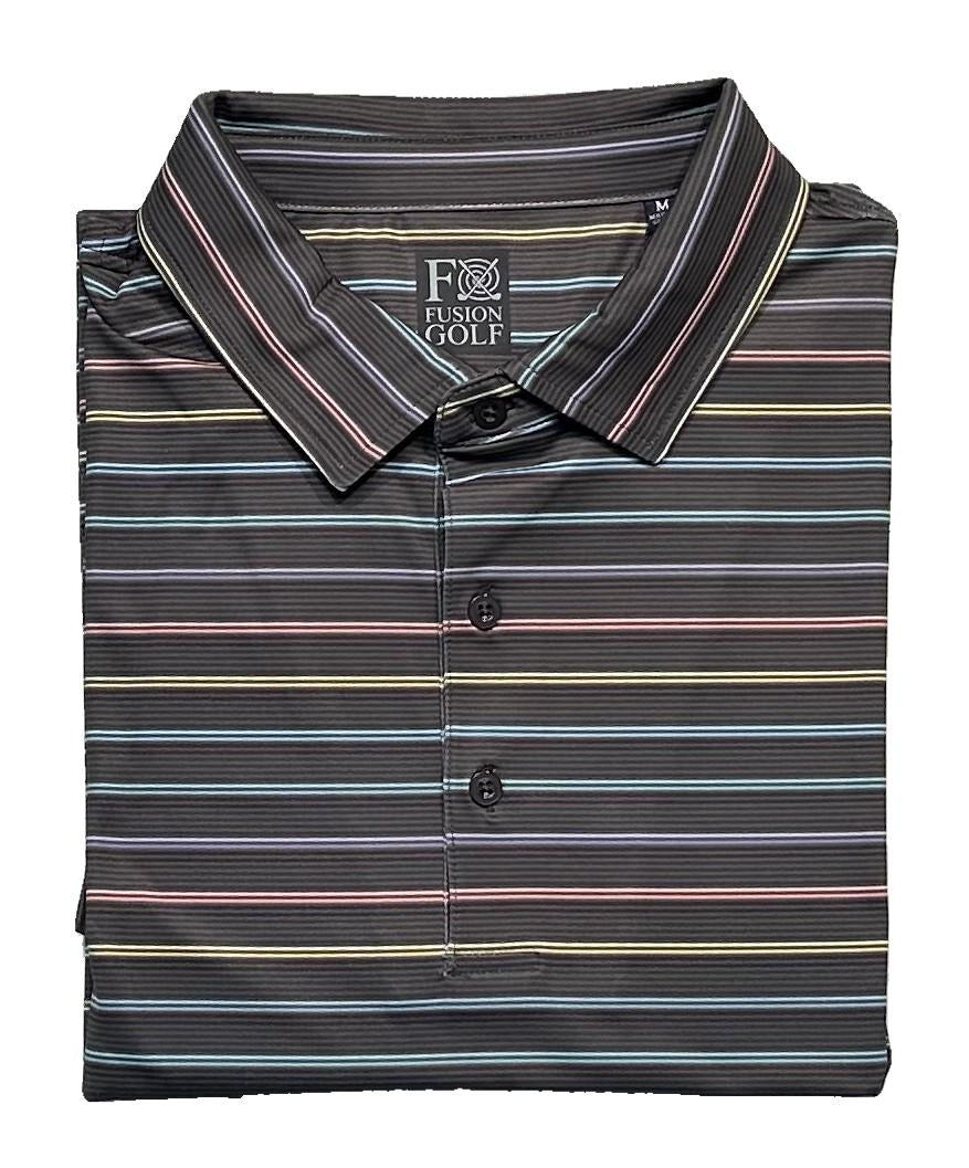 FX Fusion 'Trams Rails' Printed Short Sleeve Golf Polo Shirt