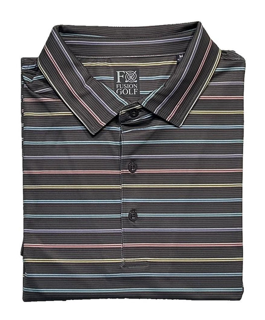 FX Fusion 'Trams Rails' Printed Short Sleeve Golf Polo Shirt