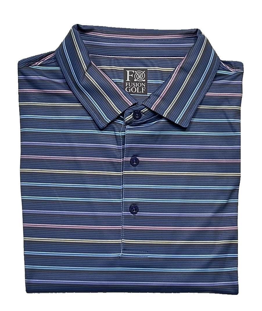 FX Fusion 'Trams Rails' Printed Short Sleeve Golf Polo Shirt