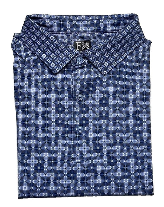 FX Fusion 'Diamond Geo' Printed Short Sleeve Golf Polo Shirt