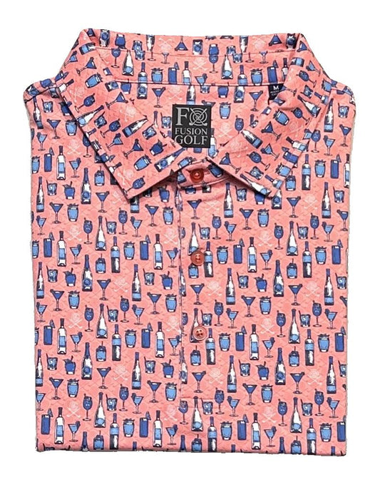 FX Fusion 'Happy Golfer' Printed Short Sleeve Golf Polo Shirt