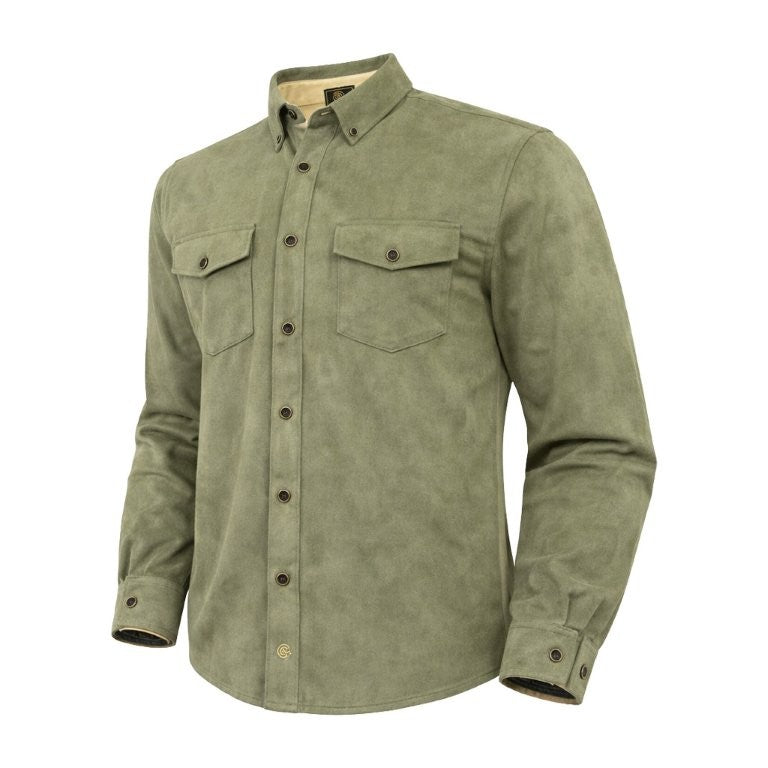 FX Fusion Solid Faux Suede Long Sleeve Shirt