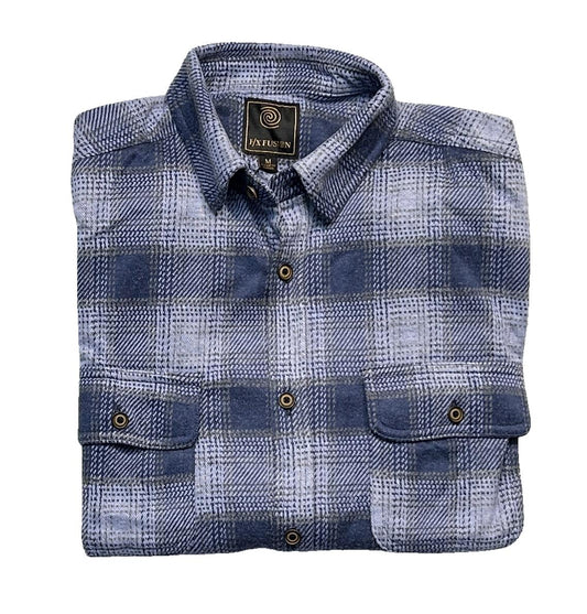 FX Fusion Indigo/Grey Plaid Stretch Flannel Shirt