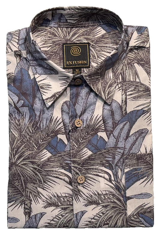 FX Fusion Short Sleeve 'Bora Bora' Print Poplin Sateen Sport Shirt