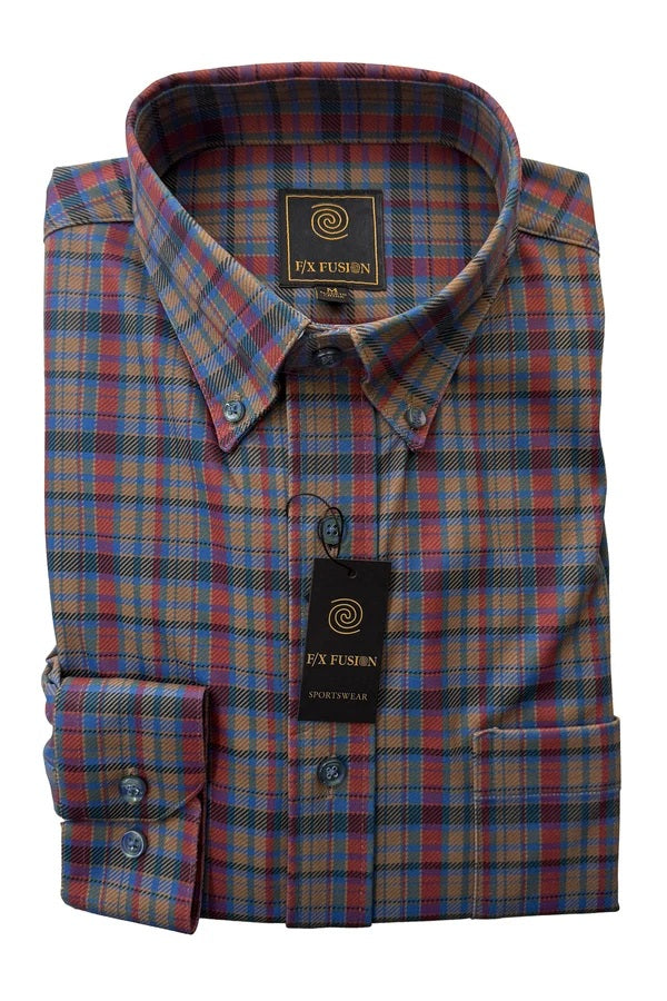 FX Fusion Deep Lake/Crimson Multi Plaid Stretch Shirt