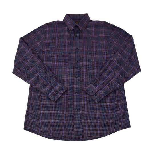 FX Fusion Long Sleeve Burgundy/Blue Mini Multi Check Tall Size Sport Shirt