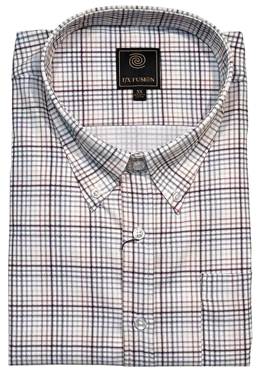 FX Fusion Short Sleeve Gradiating Plaid Sport Shirt