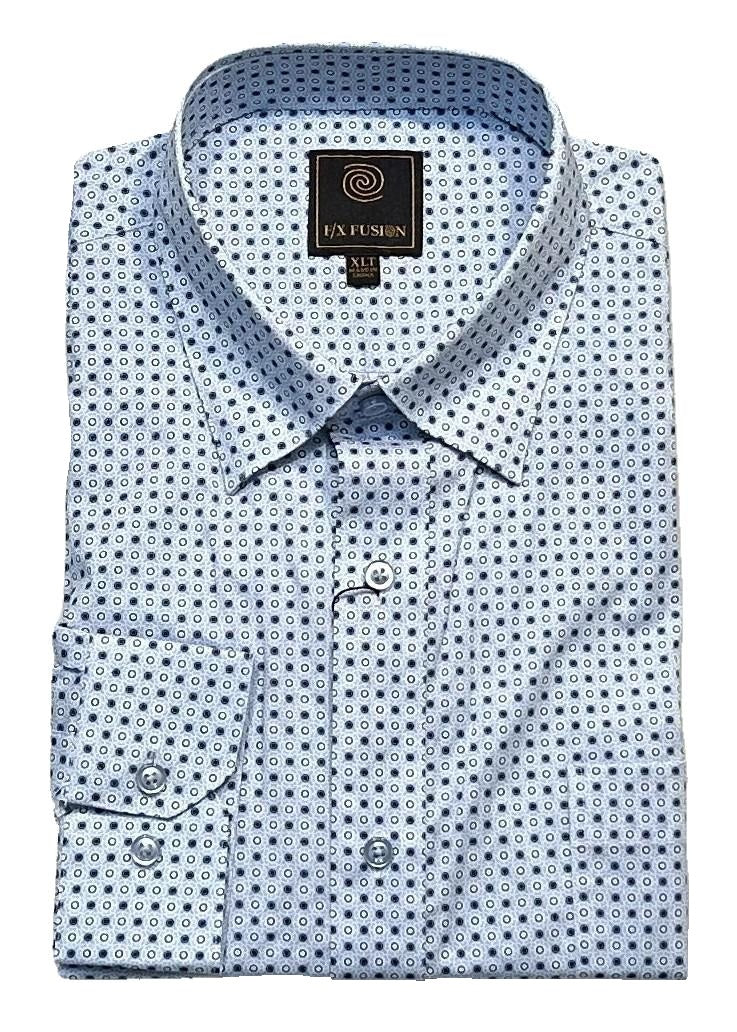 FX Fusion Long Sleeve Blue/White Circle Print Tall Size Sport Shirt – Dick Antho