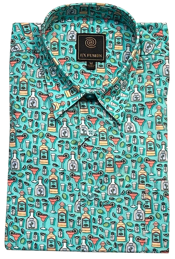 FX Fusion Cocktail Time Print Sport Shirt - Short Sleeve Cotton – Dick Anthony L