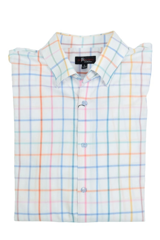 Jon Randall by Fusion Long Sleeve White Multi Check Sport Shirt