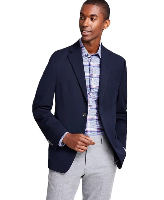 Michael Kors Solid Navy Modern Fit Stretch Blazer