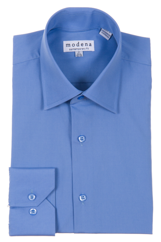 Modena Contemporary Fit Long Sleeve Dress Shirt - Cadet Blue