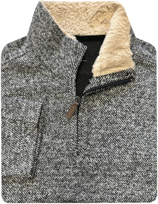 Nicoby Shearling Trimmed 1/4 Zip Sweater