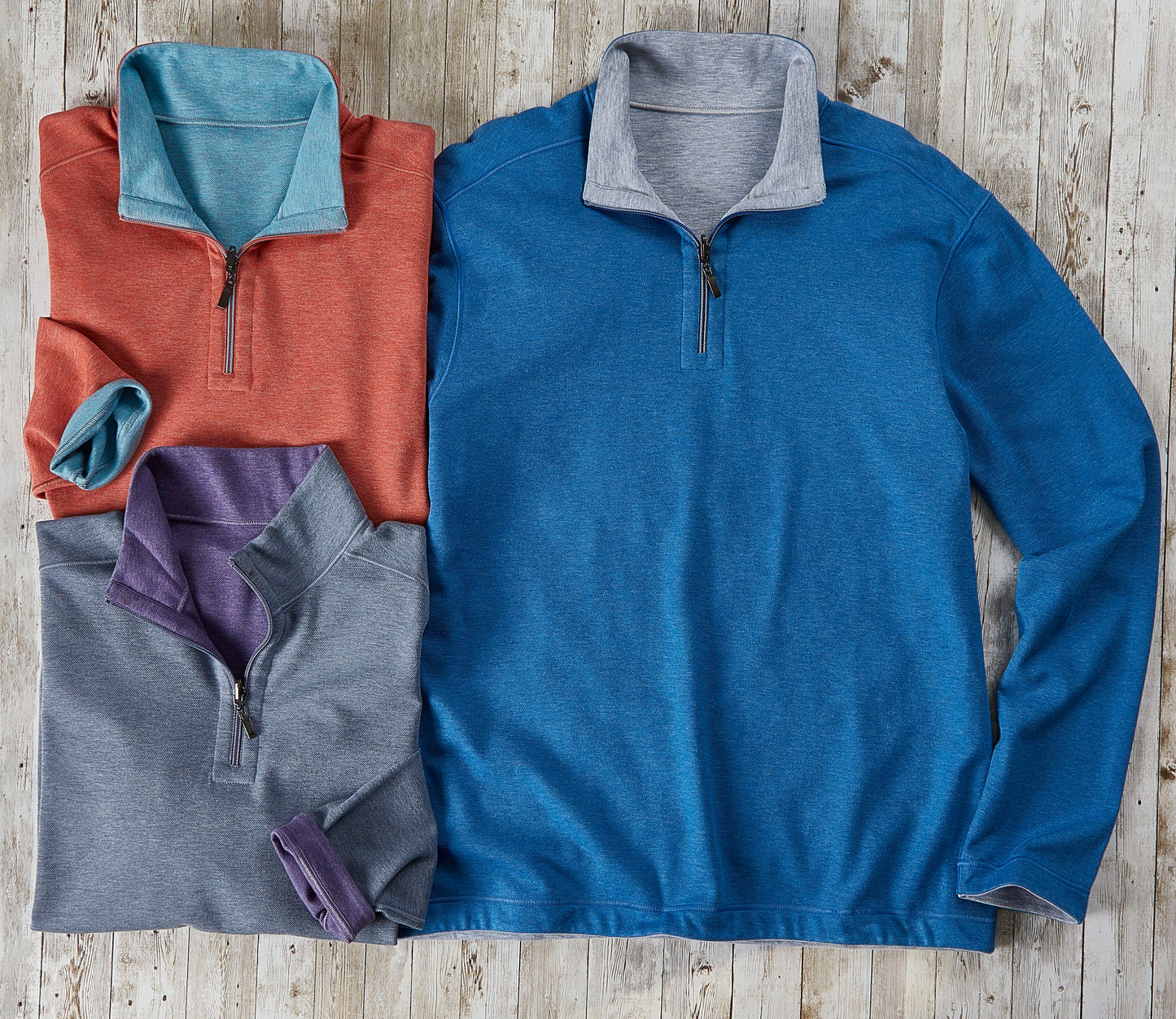 Nicoby Melange Texture Reversible 1/4 Zip Sweater