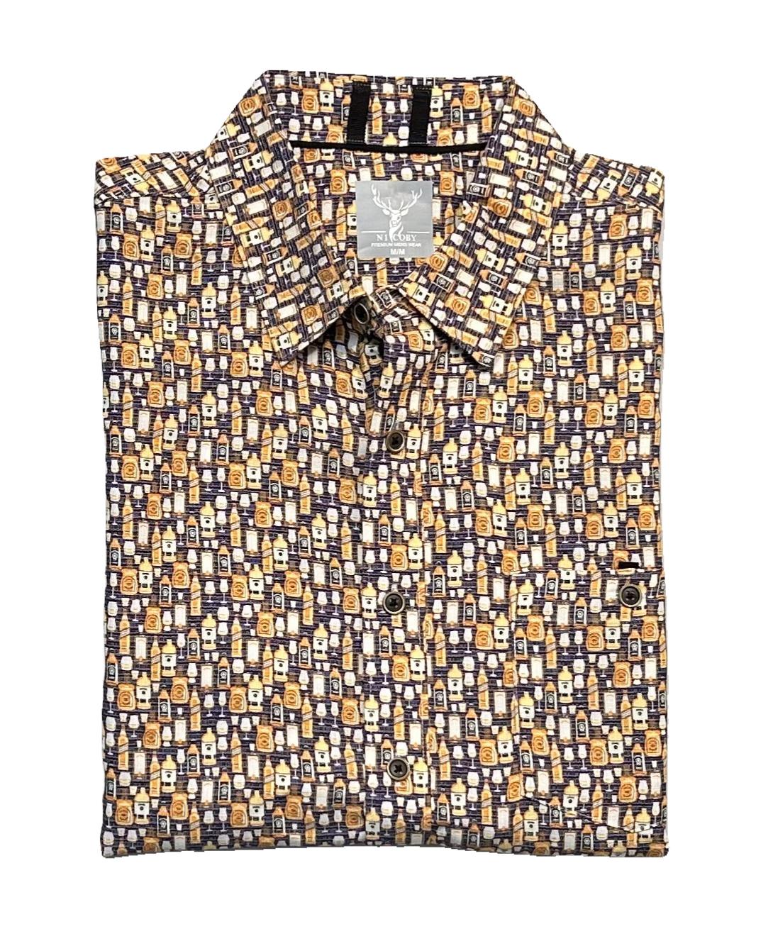 Nicoby Happy Hour Modal Textured Print Short Sleeve Shirt