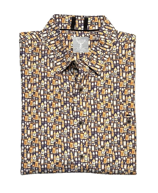 Nicoby Happy Hour Modal Textured Print Short Sleeve Shirt
