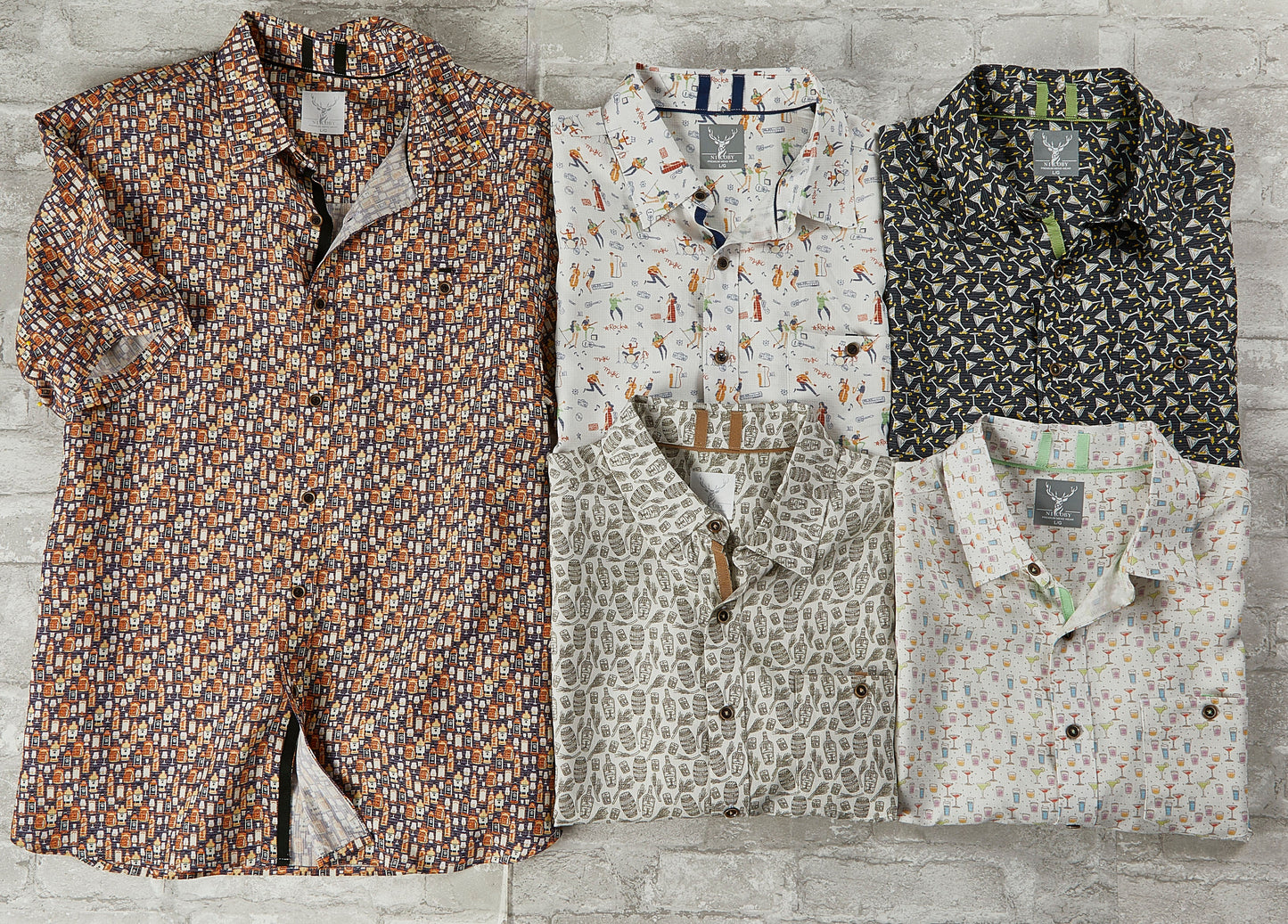 Nicoby Happy Hour Modal Textured Print Short Sleeve Shirt