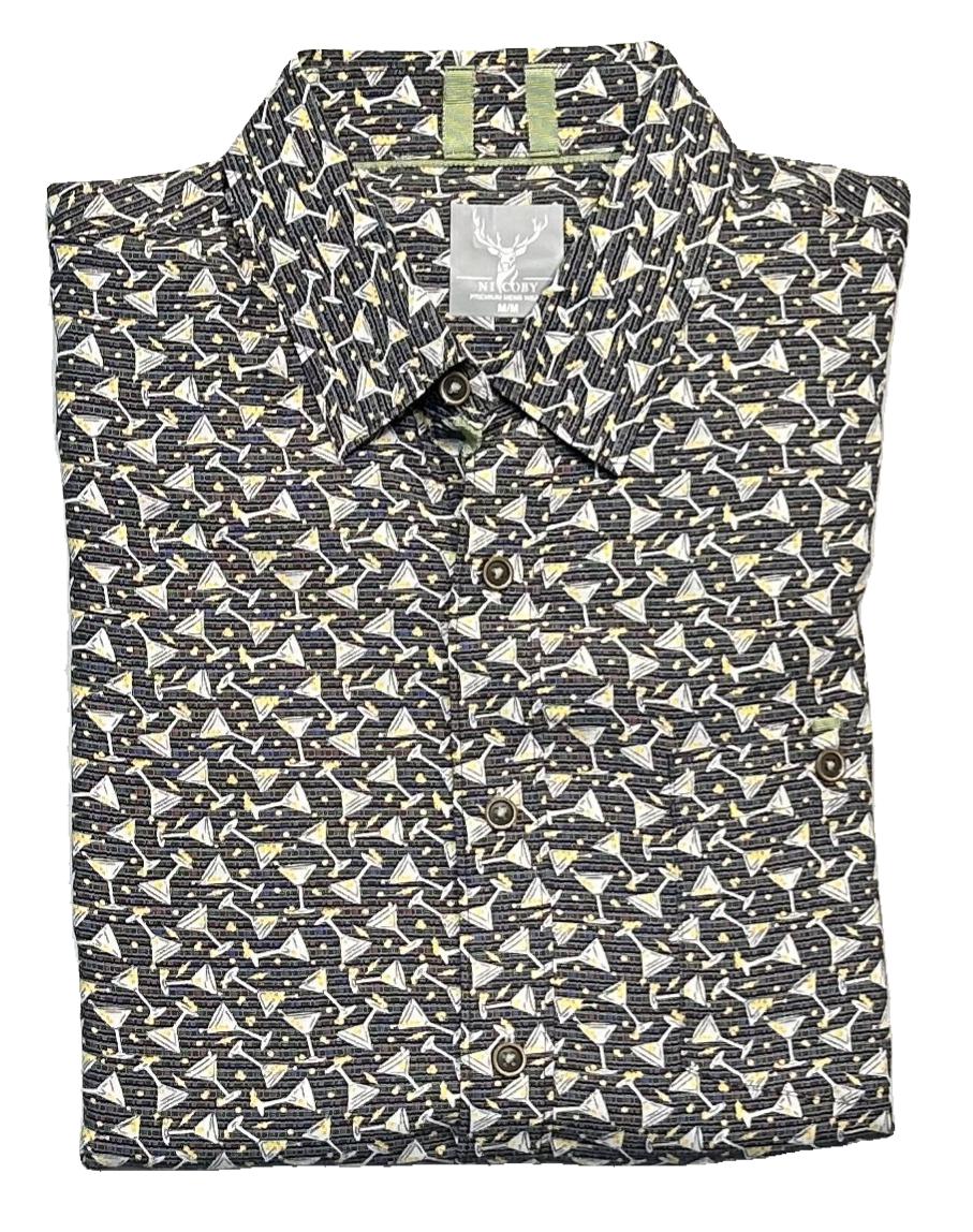 Nicoby Happy Hour Modal Textured Print Short Sleeve Shirt