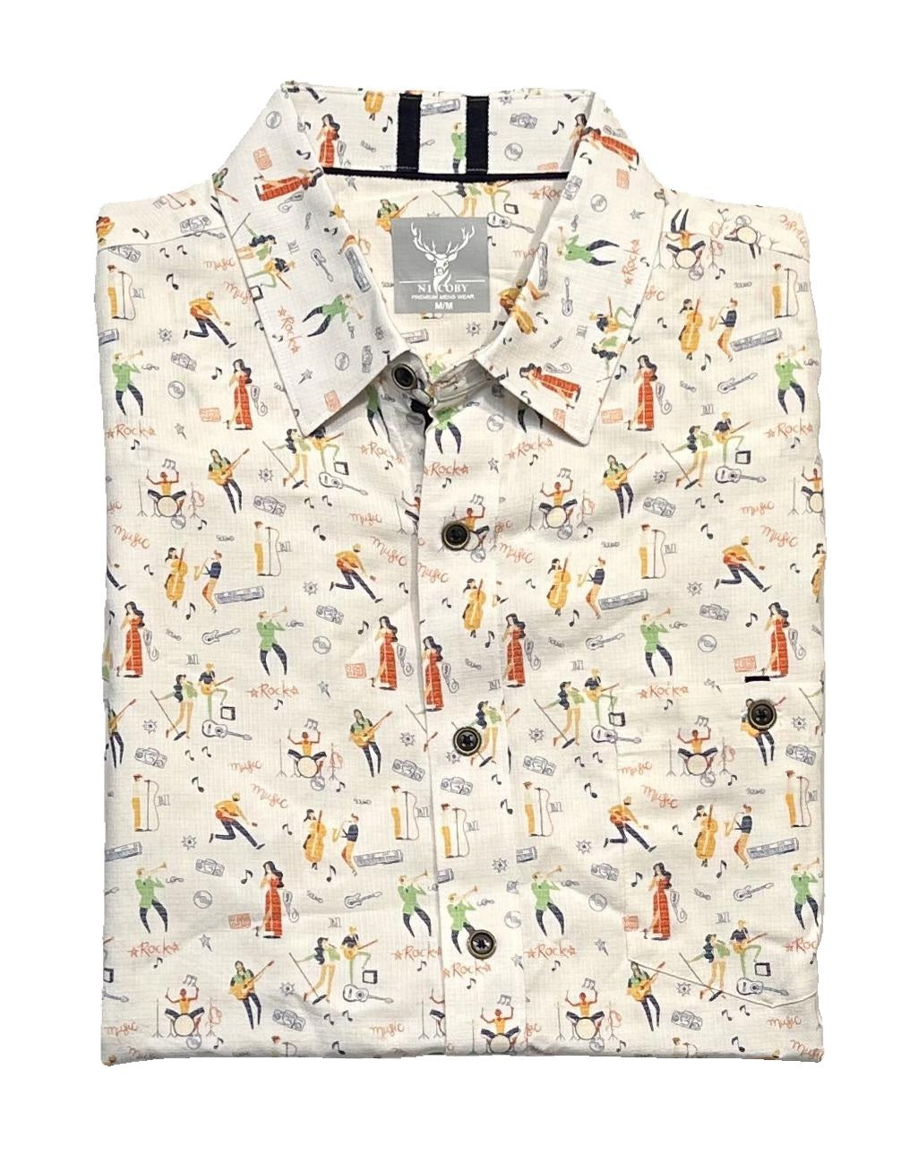 Nicoby Happy Hour Modal Textured Print Short Sleeve Shirt