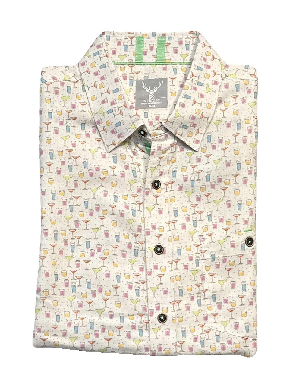 Nicoby Happy Hour Modal Textured Print Short Sleeve Shirt
