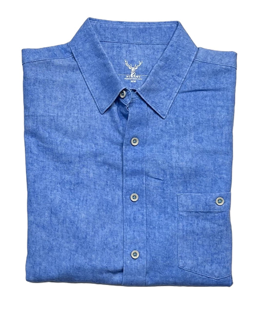 Nicoby Pigment Washed Short Sleeve Linen Shirt