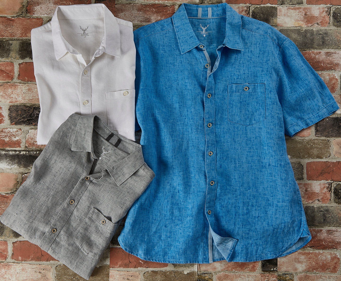 Nicoby Pigment Washed Short Sleeve Linen Shirt
