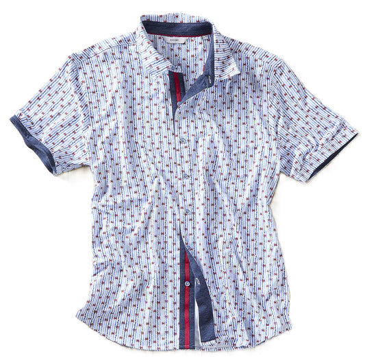 Nicoby Texture Stretch Printed Short Sleeve Shirt