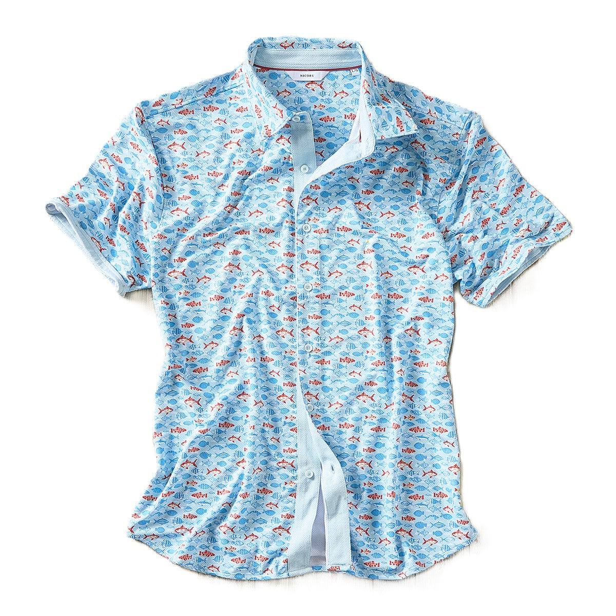 Nicoby Texture Stretch Printed Short Sleeve Shirt