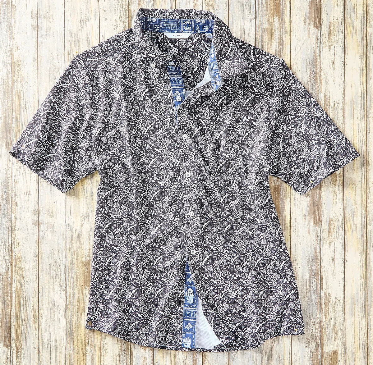Nicoby Texture Stretch Printed Short Sleeve Shirt