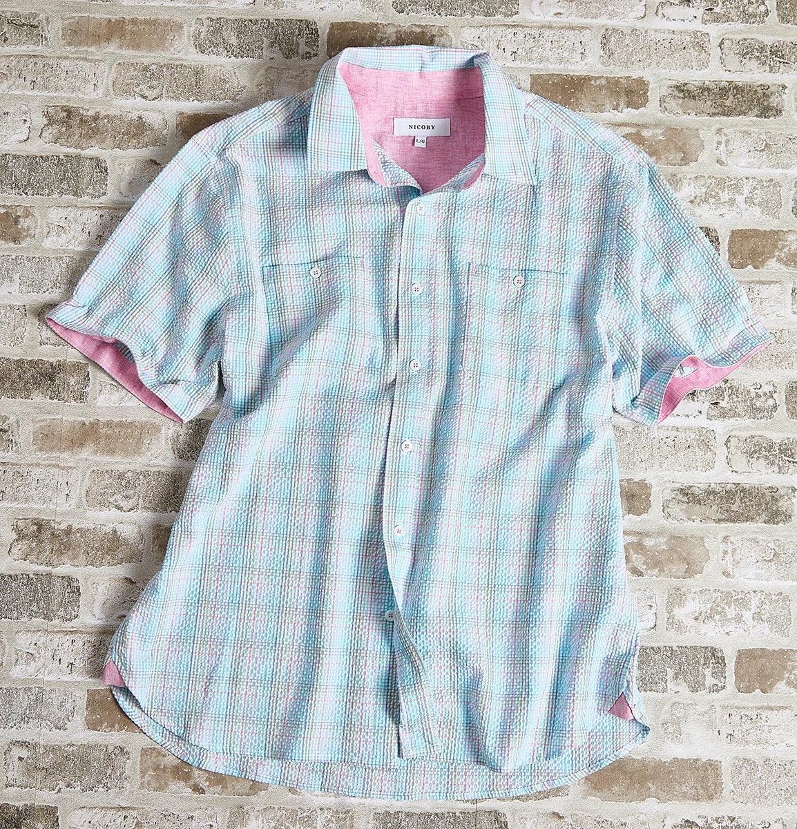 Nicoby Plaid Seersucker Short Sleeve Shirt