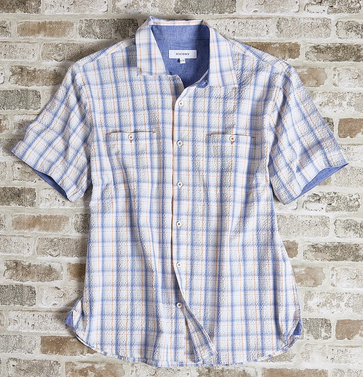 Nicoby Plaid Seersucker Short Sleeve Shirt