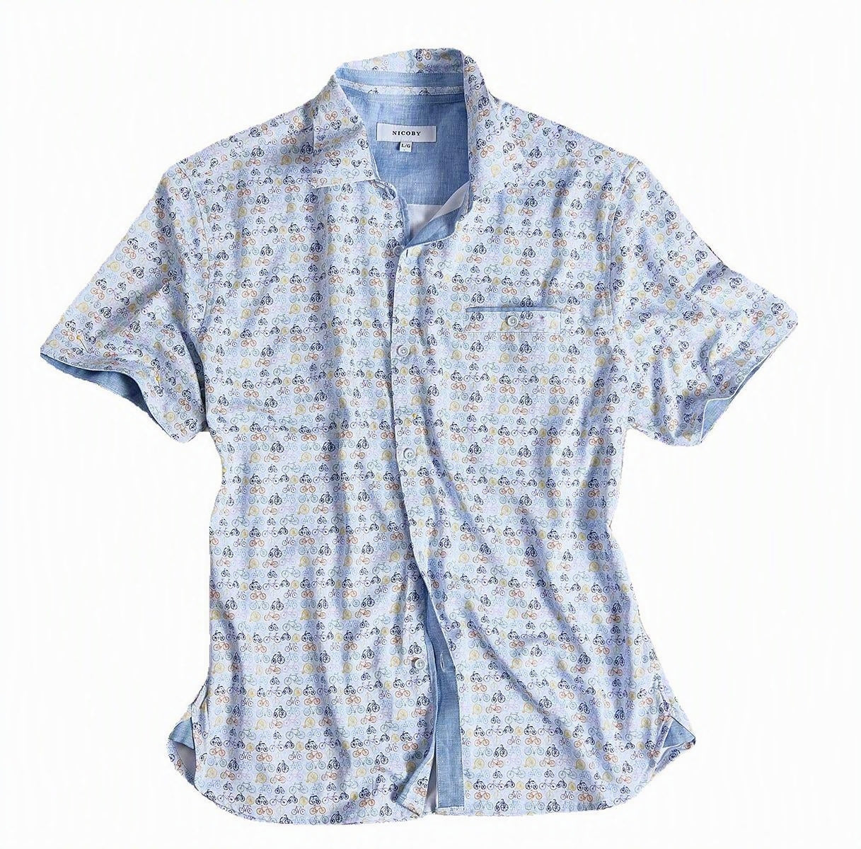 Nicoby Texture Stretch Printed Short Sleeve Shirt