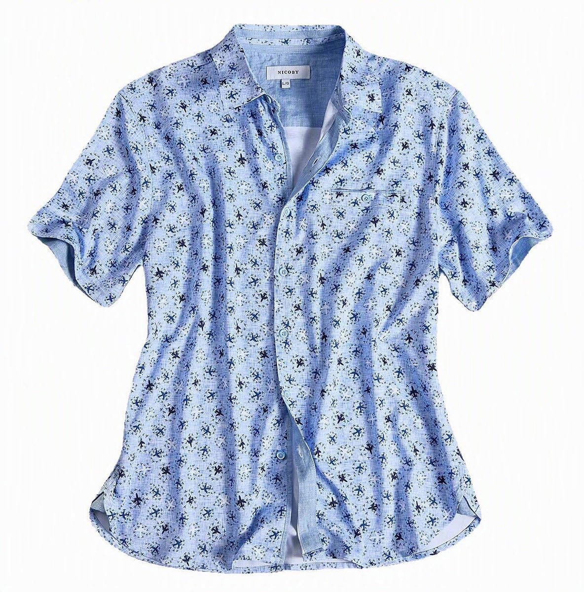 Nicoby Texture Stretch Printed Short Sleeve Shirt