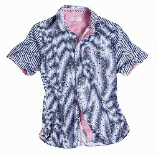 Nicoby Texture Stretch Printed Short Sleeve Shirt