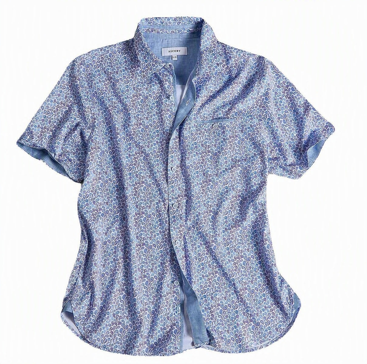 Nicoby Texture Stretch Printed Short Sleeve Shirt
