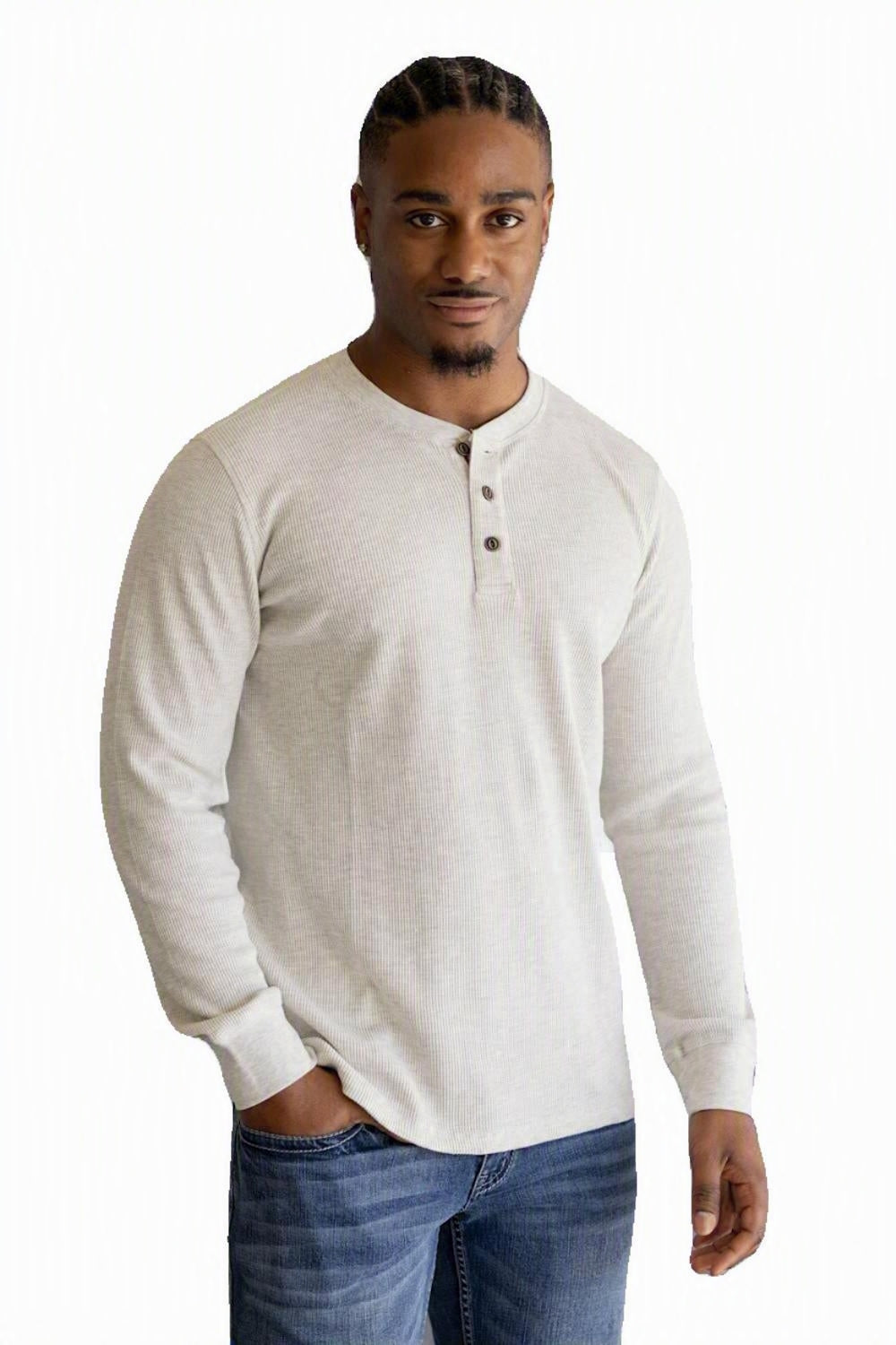 North River Outfitters Mt. Mansfield Heathered 3 Button Waffle Henley