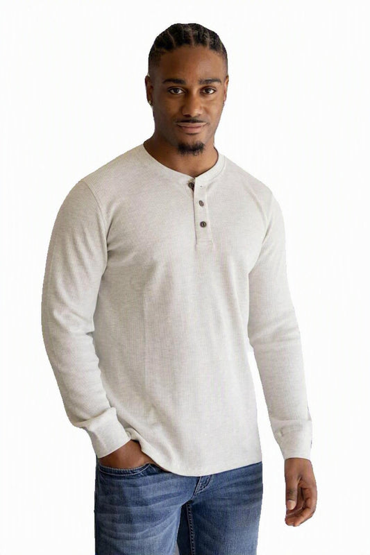 North River Outfitters Mt. Mansfield Heathered 3 Button Waffle Henley