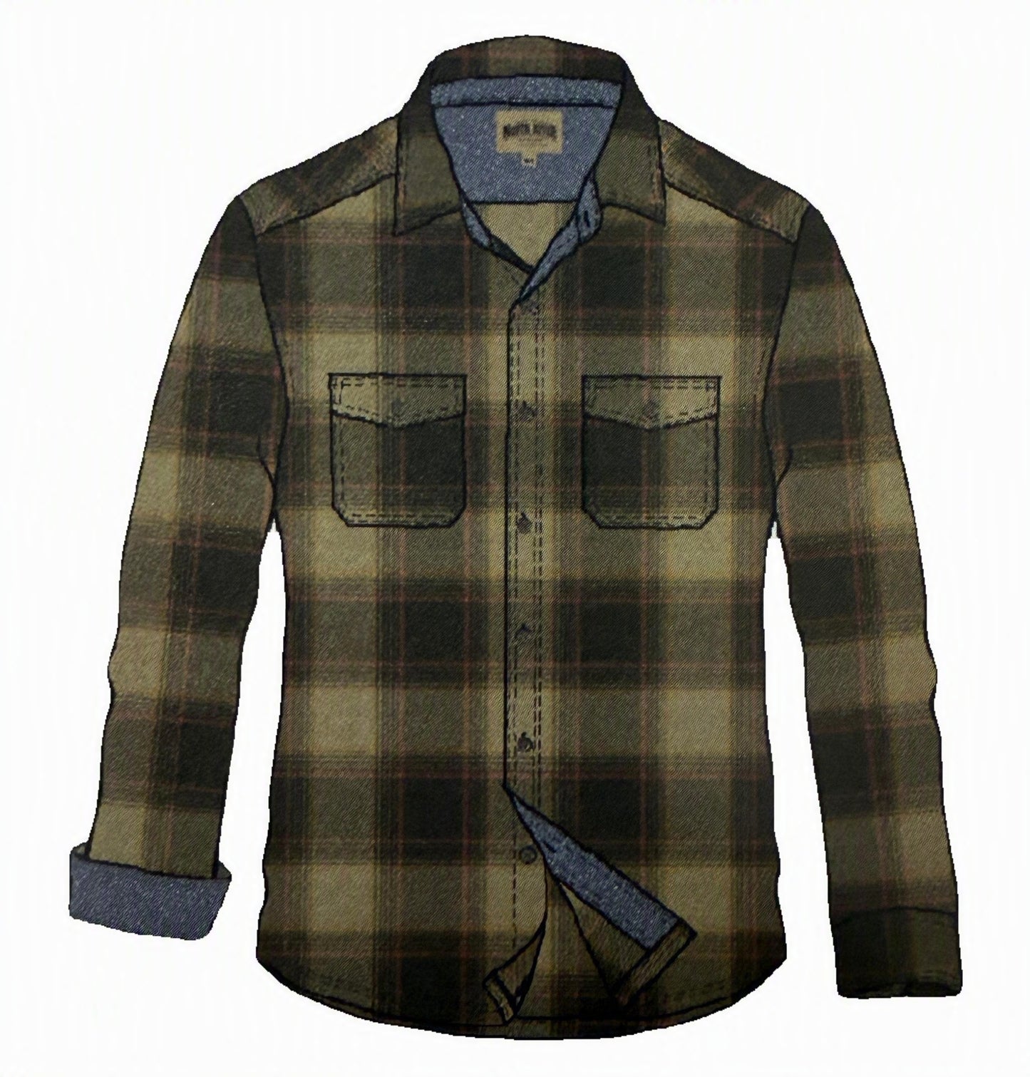 North River Outfitters Van Horn Printed Micro Fleece w/ Chambray Trim