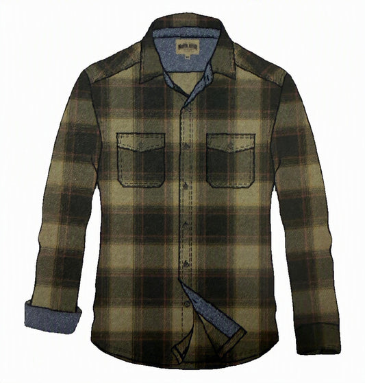 North River Outfitters Van Horn Printed Micro Fleece w/ Chambray Trim
