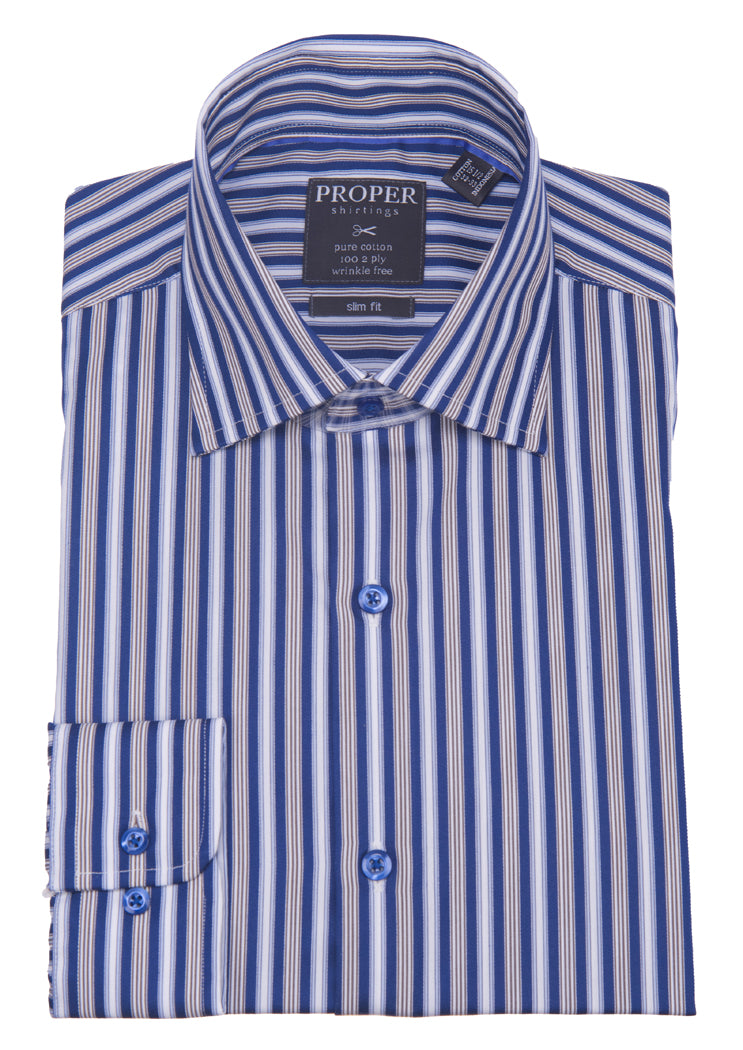Proper Shirtings Slim Fit Long Sleeve Non-Iron Dress Shirt