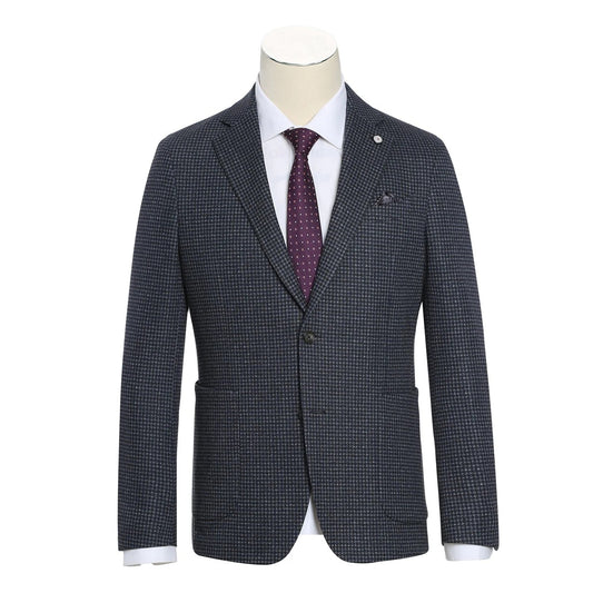 Pellagio Gray Check Half Canvas Slim Fit Sport Coat