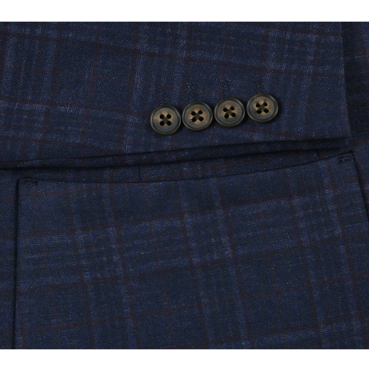 Pellagio Navy Windowpane Half Canvas Slim Fit Sport Coat