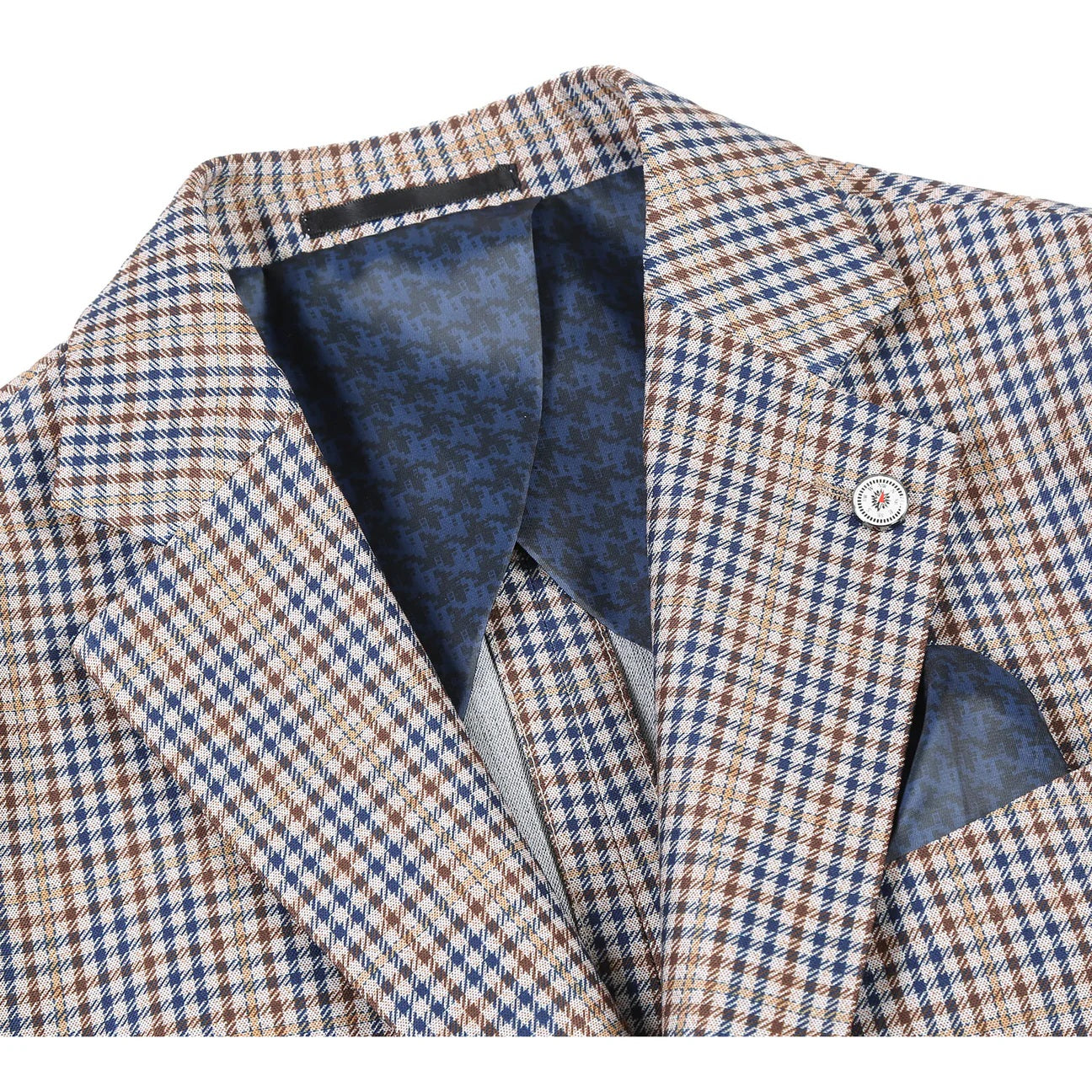 Pellagio Tan Check Half Canvas Slim Fit Sport Coat