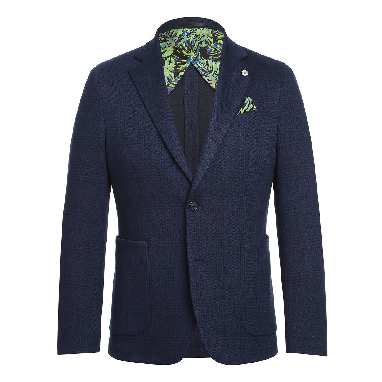 Pellagio Royal Blue Plaid Half Canvas Slim Fit Sport Coat