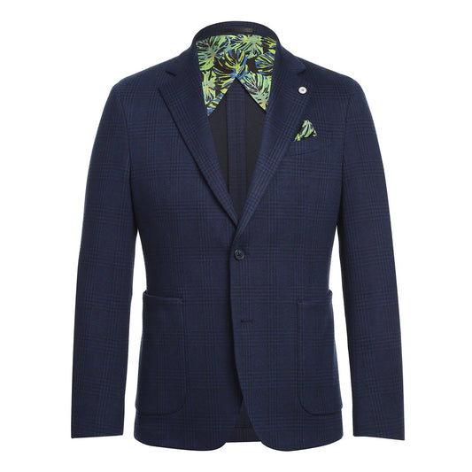 Pellagio Royal Blue Plaid Half Canvas Slim Fit Sport Coat