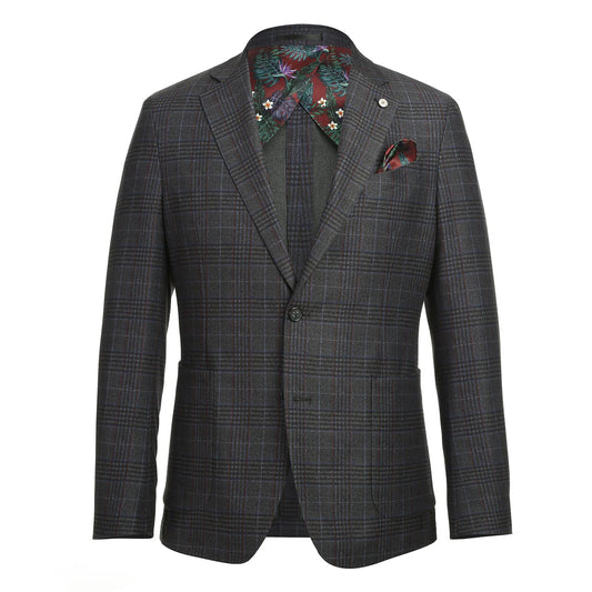 Pellagio Black Plaid Half Canvas Slim Fit Sport Coat