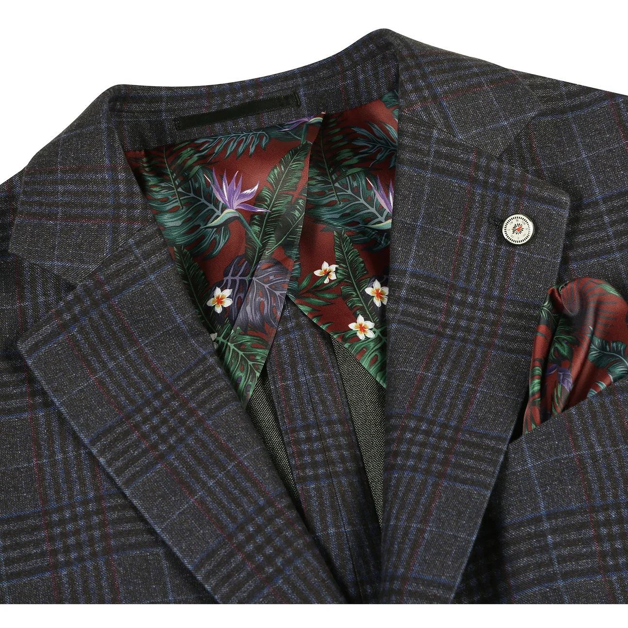 Pellagio Black Plaid Half Canvas Slim Fit Sport Coat