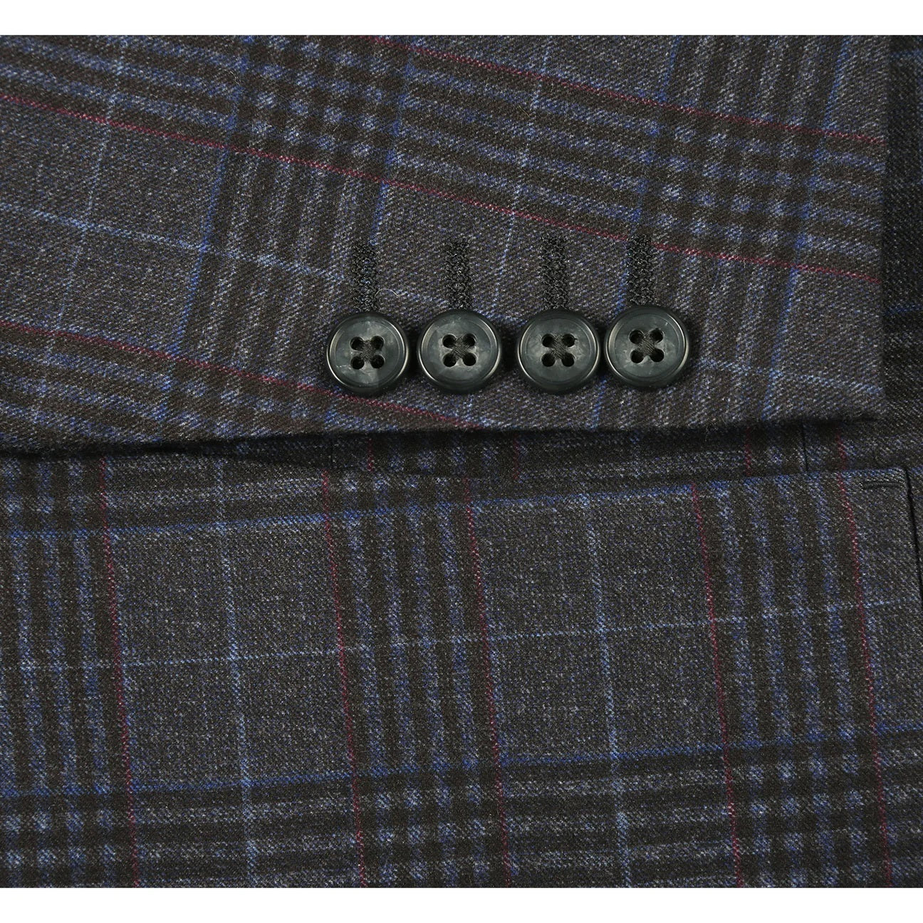 Pellagio Black Plaid Half Canvas Slim Fit Sport Coat