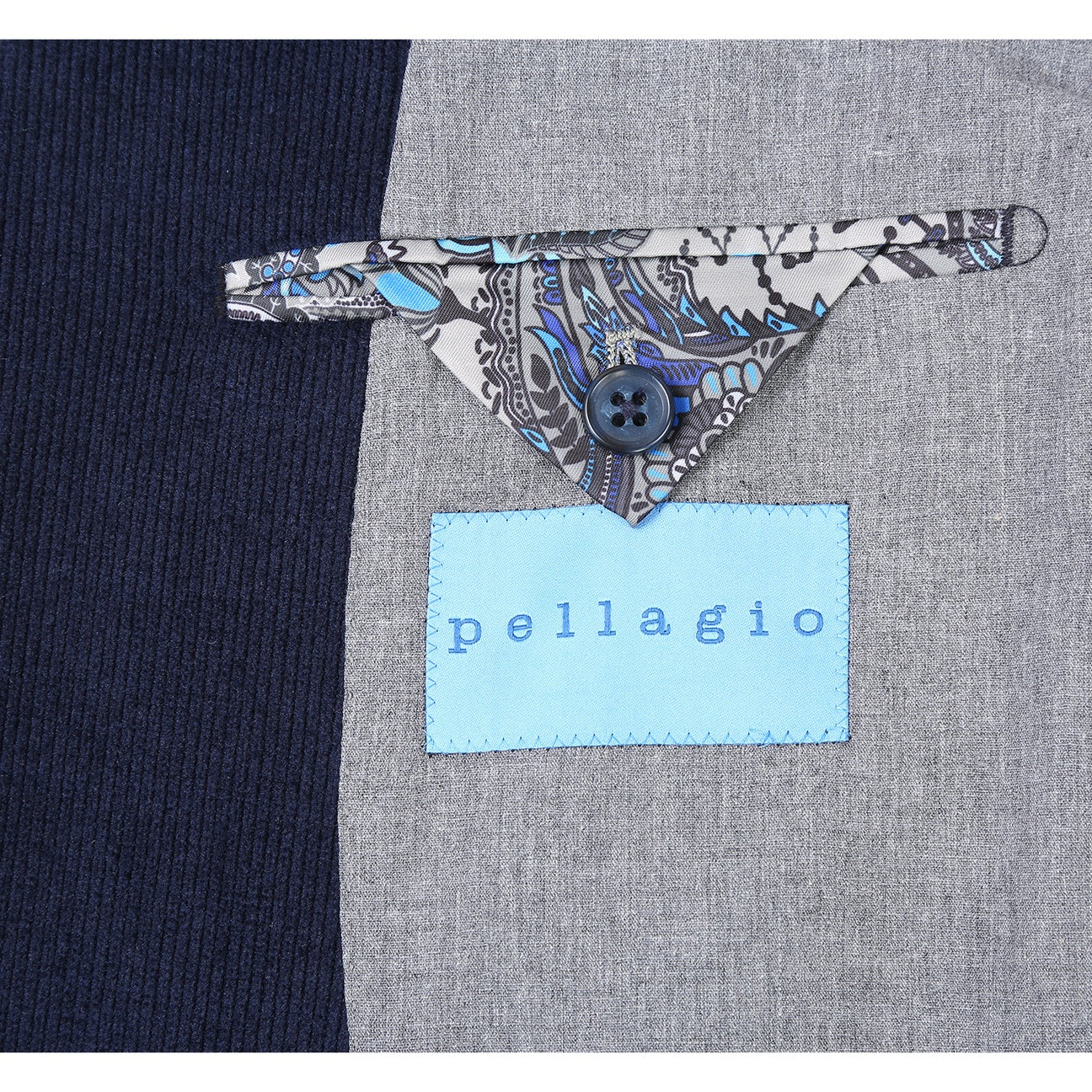 Pellagio Navy Corduroy Half Canvas Slim Fit Sport Coat